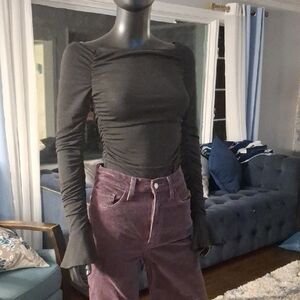 Chic Black Ruched Long Sleeve Bodysuit